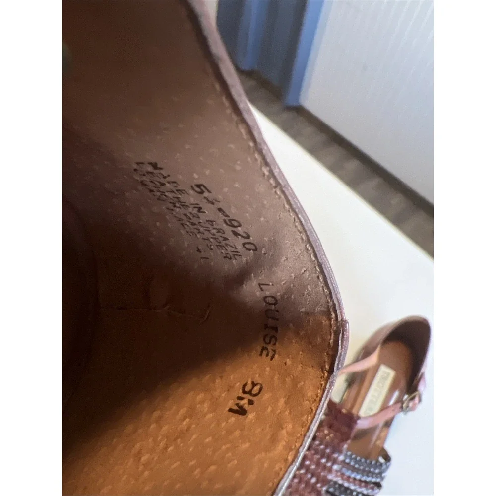 Trotters Woven Leather T-Strap Women' Shoes 8M Brown  Boho Preppy Ankle Strap